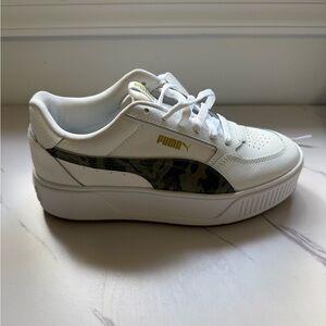 Puma White Sneakers with Camo and Gold Accents